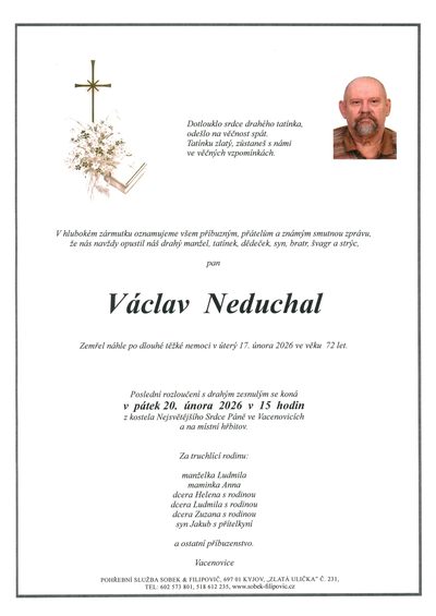 Smuteční oznámení – Václav Neduchal