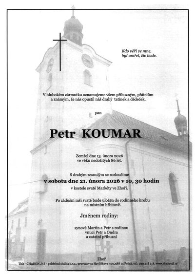 Smuteční oznámení – Petr Koumar