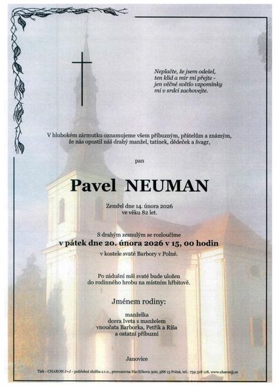 Smuteční oznámení – Pavel Neuman