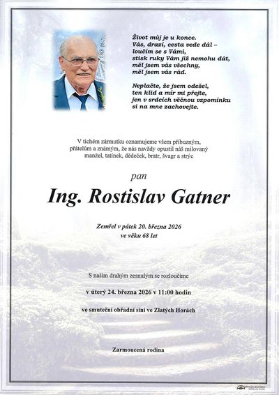 Smuteční oznámení – Rostislav Gatner