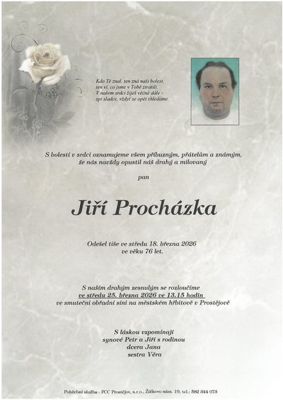 Smuteční oznámení – Jiří Procházka