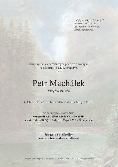 Smuteční oznámení – Petr Machálek