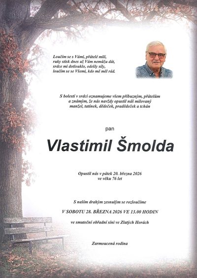 Smuteční oznámení – Vlastimil Šmolda