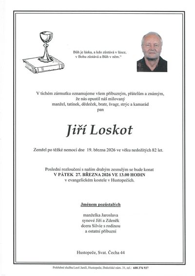 Smuteční oznámení – Jiří Loskot
