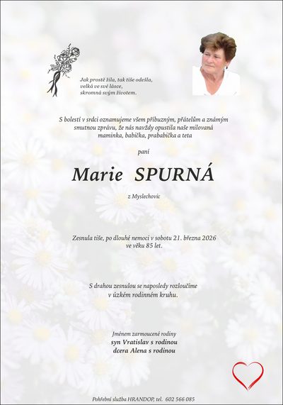 Smuteční oznámení – Spurná