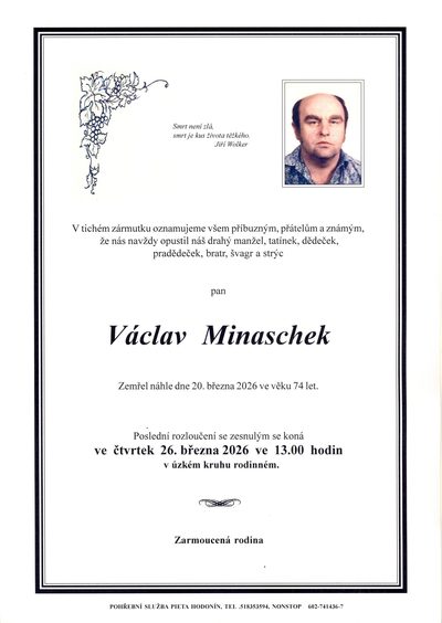 Smuteční oznámení – Vaclav Minaschek