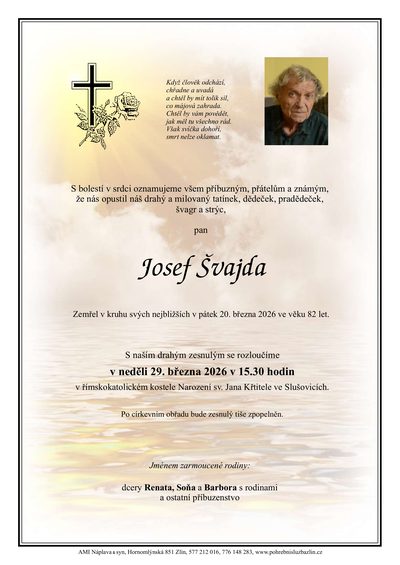 Smuteční oznámení – Josef Švajda