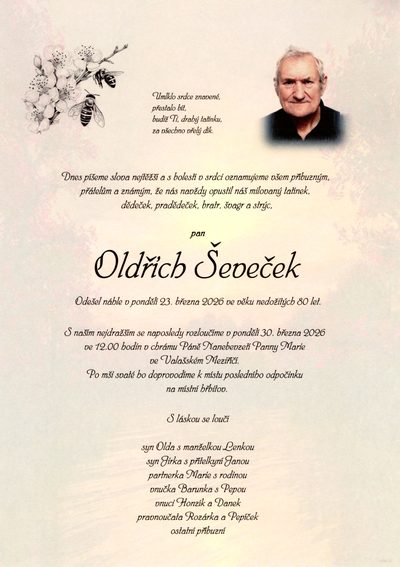 Smuteční oznámení – Oldřich Ševeček