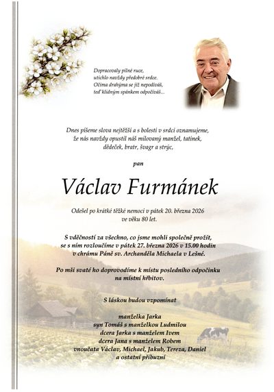 Smuteční oznámení – Václav Furmánek
