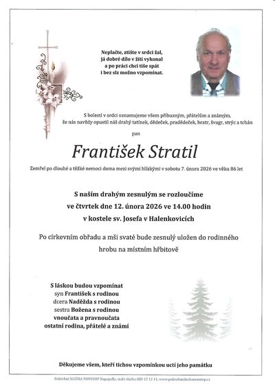 Smuteční oznámení – František Stratil