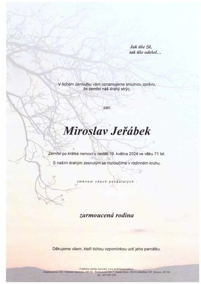 Smuteční oznámení – Miroslav Jeřábek