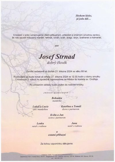 Smuteční oznámení – Josef Strnad