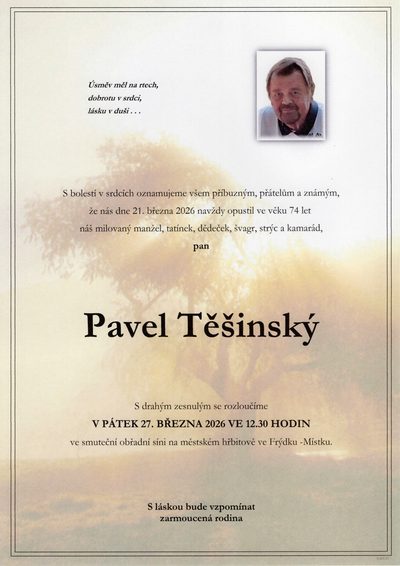 Smuteční oznámení – Pavel Těšinský