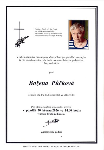 Smuteční oznámení – Božena Půčková