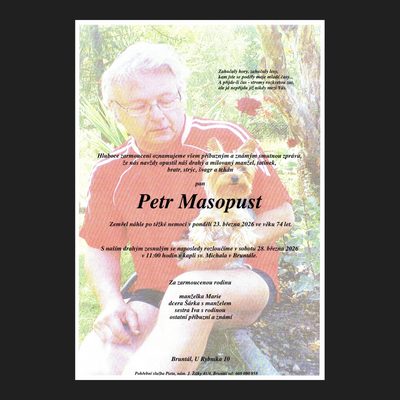 Smuteční oznámení – Petr Masopust