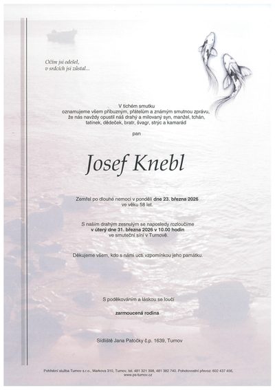 Smuteční oznámení – Josef Knebl