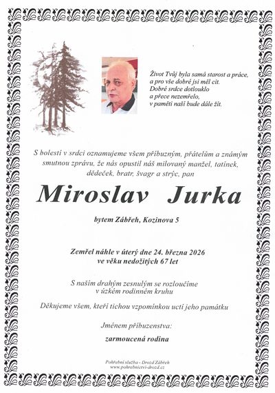 Smuteční oznámení – Miroslav Jurka