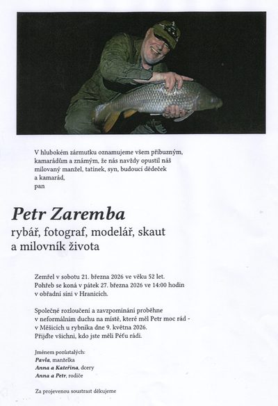 Smuteční oznámení – Petr Zaremba