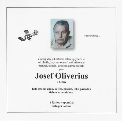 Smuteční oznámení – Josef Oliverius
