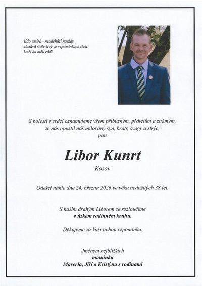 Smuteční oznámení – Libor Kunrt