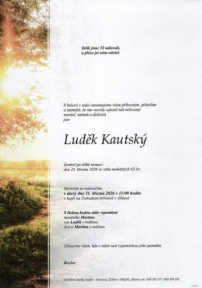 Smuteční oznámení – Luděk Kautský