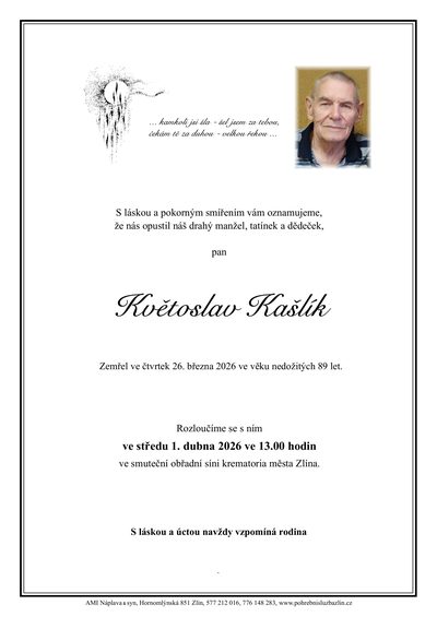 Smuteční oznámení – Květoslav Kašlík