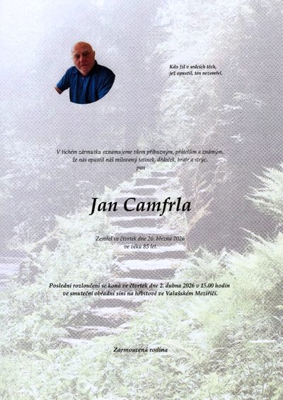 Smuteční oznámení – Jan Camfrla