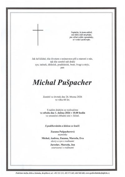Smuteční oznámení – Michal Pušpacher