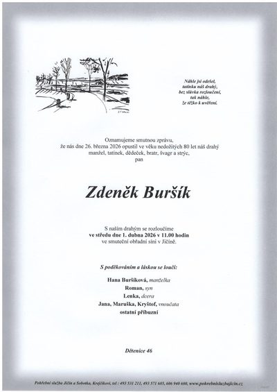 Smuteční oznámení – Zdeněk Buršík