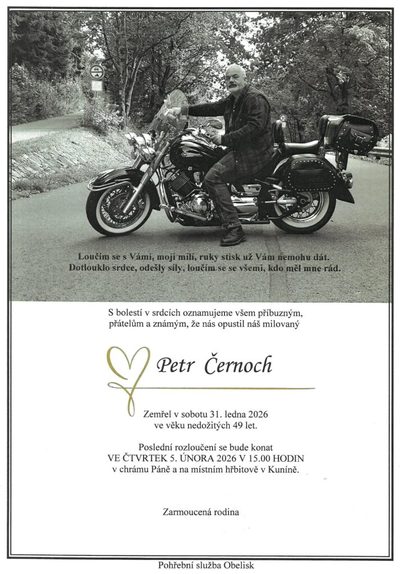 Smuteční oznámení – Petr Černoch