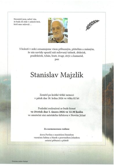 Smuteční oznámení – Stanislav Majzlík