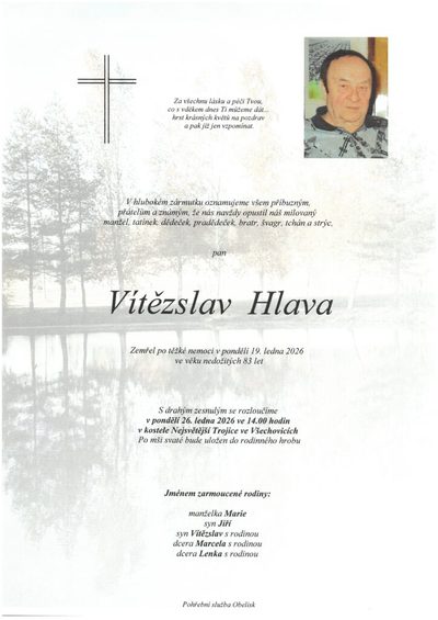 Smuteční oznámení – Vítězslav Hlava