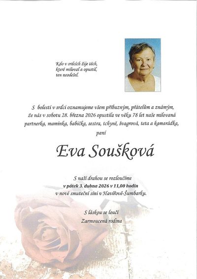 Smuteční oznámení – Fva Soušková