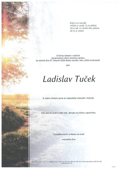 Smuteční oznámení – Ladislav Tuček
