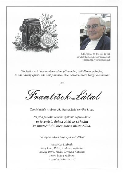 Smuteční oznámení – František Látal
