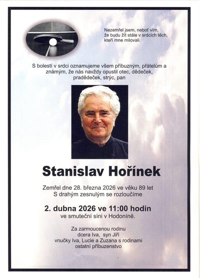 Smuteční oznámení – Stanislav Hořínek