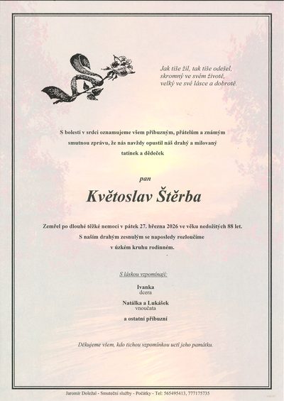 Smuteční oznámení – Květoslav Štěrba