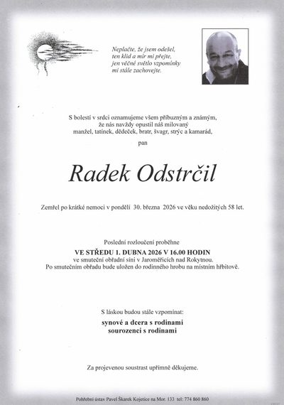 Smuteční oznámení – Radek Odstrčil