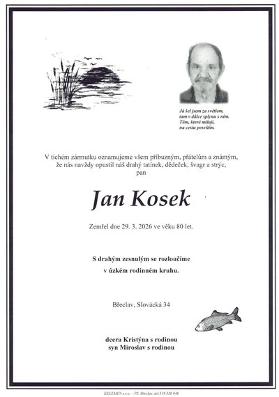 Smuteční oznámení – Jan Kosek