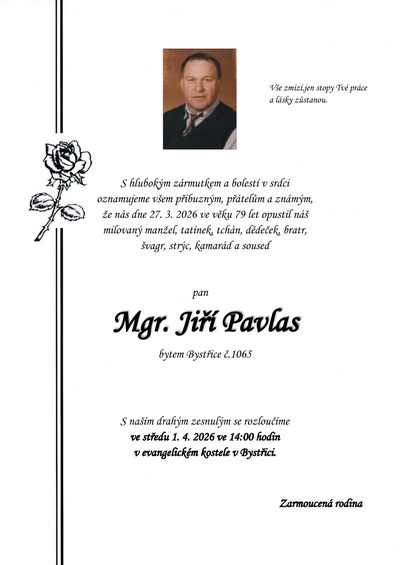 Smuteční oznámení – Petr Rohel