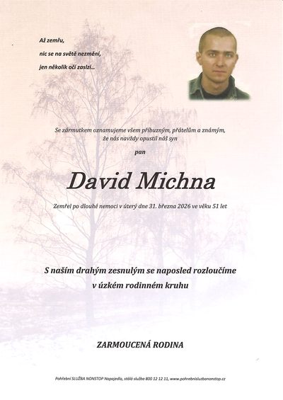 Smuteční oznámení – David Michna