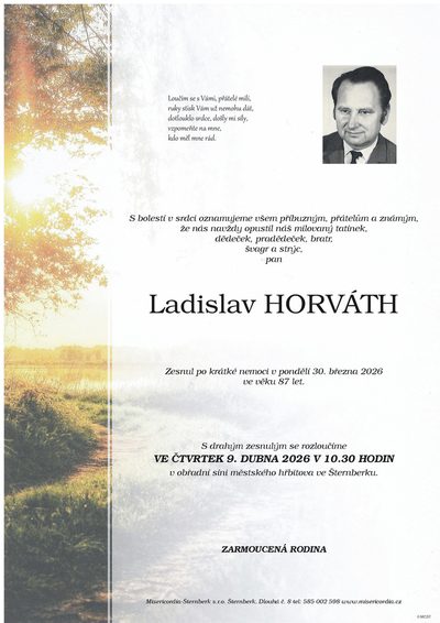 Smuteční oznámení – Ladislav Horváth