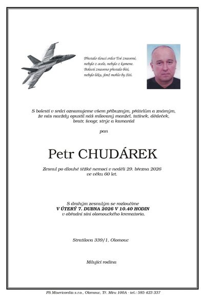Smuteční oznámení – Petr Chudárek