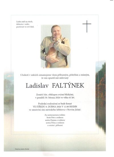 Smuteční oznámení – Ladislav Faltýnek