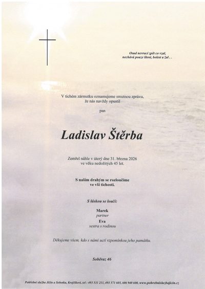 Smuteční oznámení – Ladislav Štěrba
