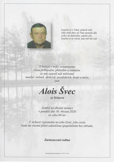 Smuteční oznámení – Alois Švec