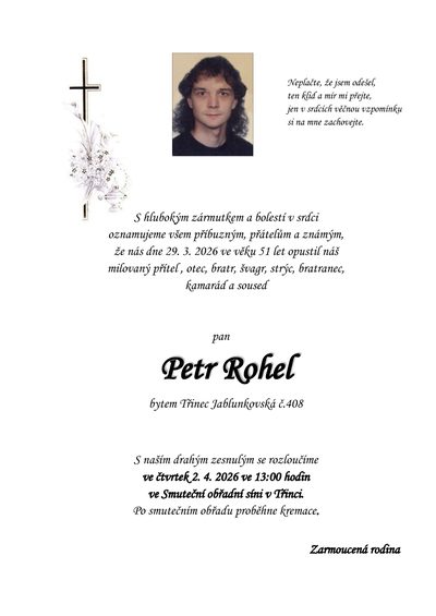 Smuteční oznámení – Jiří Pavlas