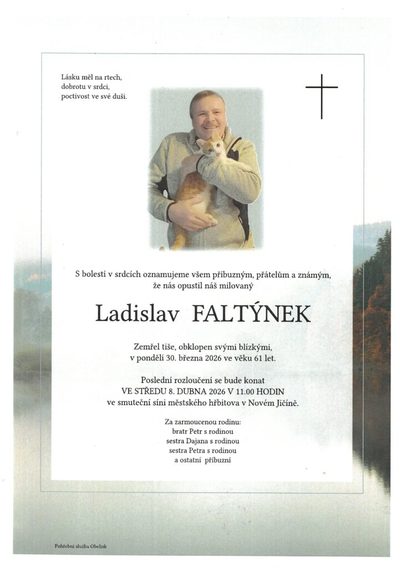 Smuteční oznámení – Ladislav Faltýnek