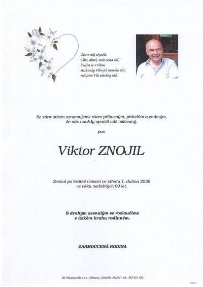 Smuteční oznámení – Viktor Znojil