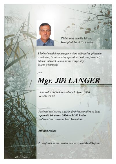 Smuteční oznámení – Jiří Langer